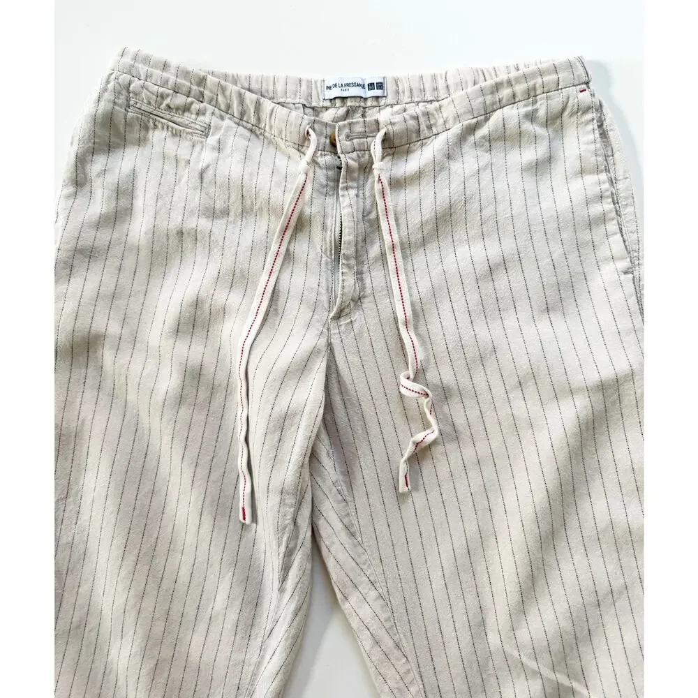 Uniqlo‎ Cream Linen Pants Pin Striped  Large